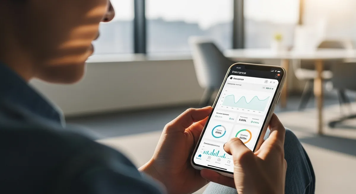 Eine Person nutzt eine Versicherungs-App auf dem Smartphone